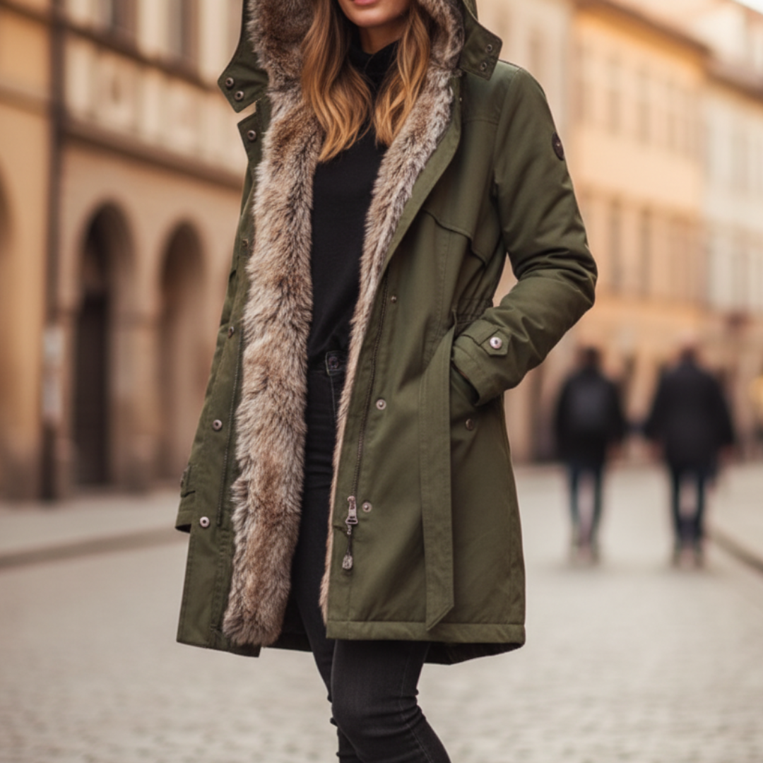 Women's waterproof winter parka with ultra-warm eco-friendly fur lining, lightweight technical fabric