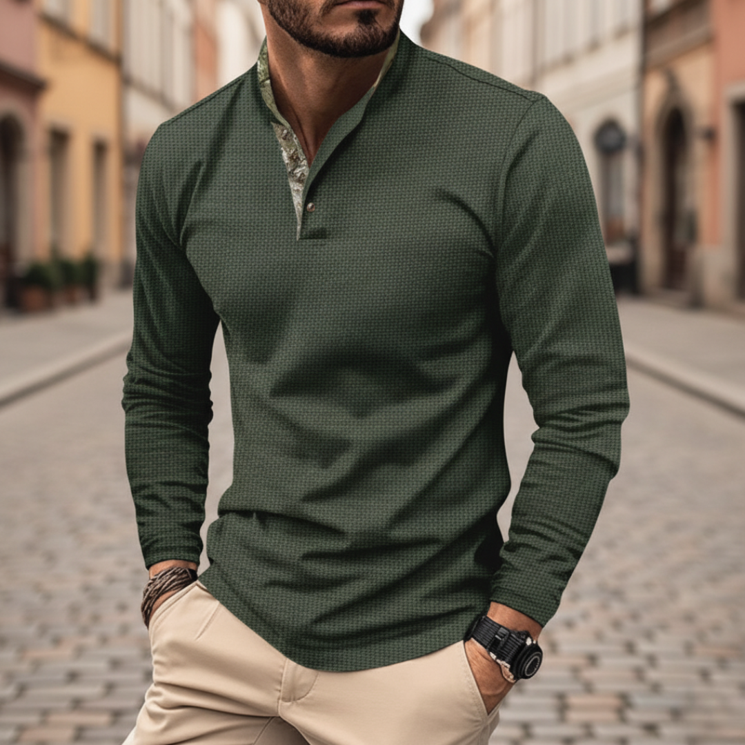 Men's long sleeve polyester t-shirt casual everyday comfort breathable lightweight relaxed fit