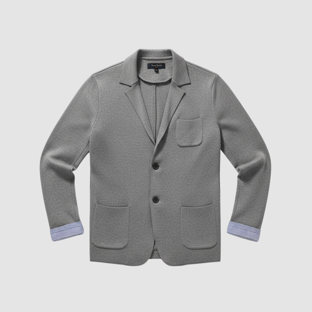 Men's lightweight unstructured knit blazer two-button notch collar smart-casual modern fit