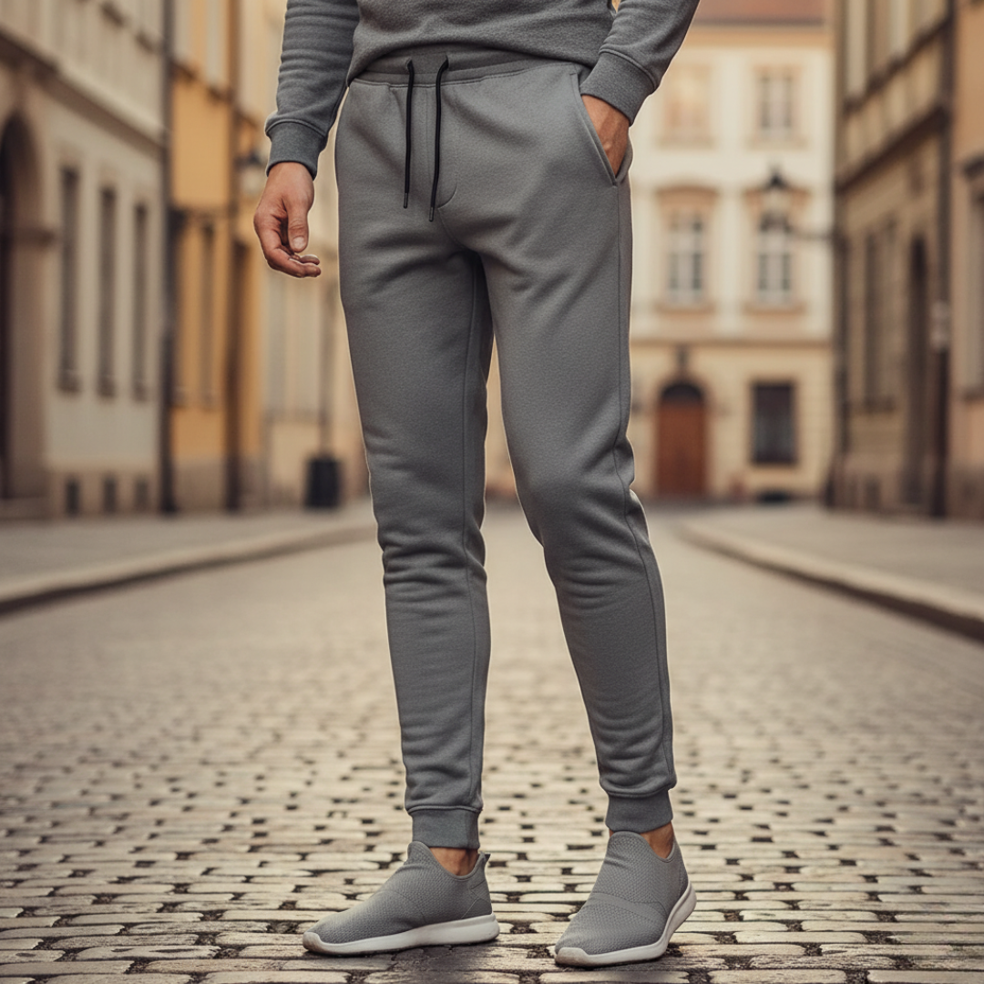 Men's lightweight gray polyester sports pants breathable training fit with active outdoor design