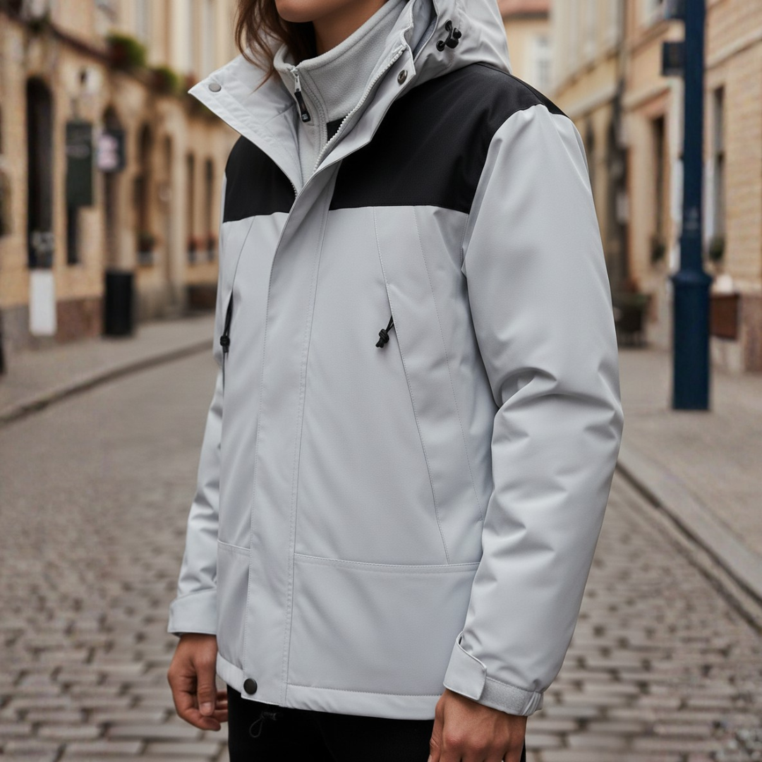 Women's waterproof hooded jacket lightweight breathable polyester rain protection outdoor all-weather