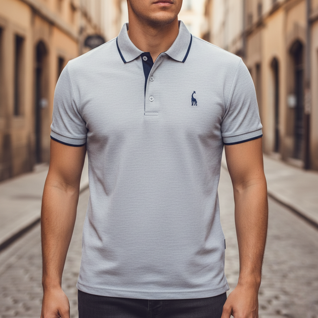 Men's slim fit polo shirt mixed fabric smart casual breathable everyday comfort freedom of movement