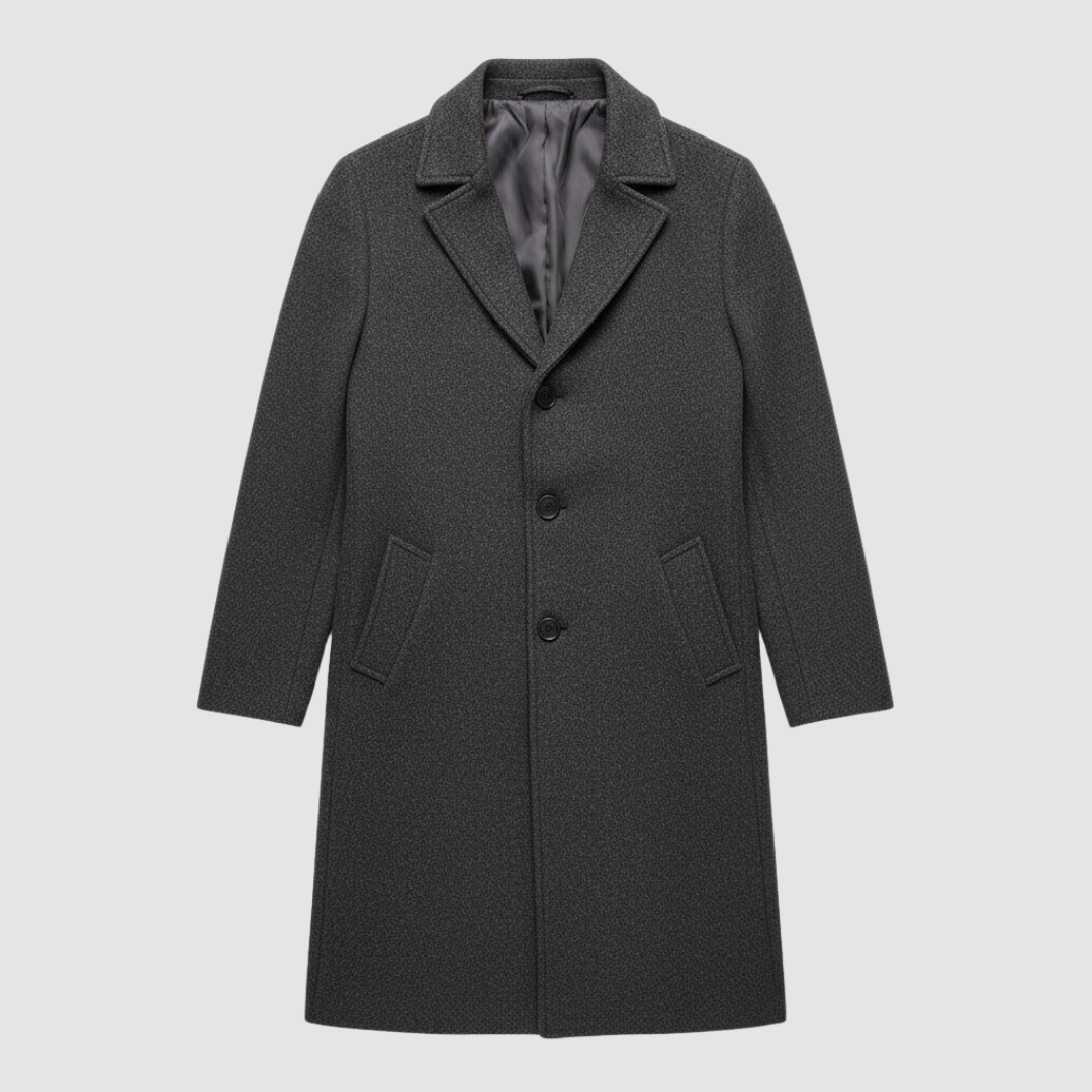 Men's wool blend overcoat in versatile colors sleek clean-cut silhouette for formal and casual wear