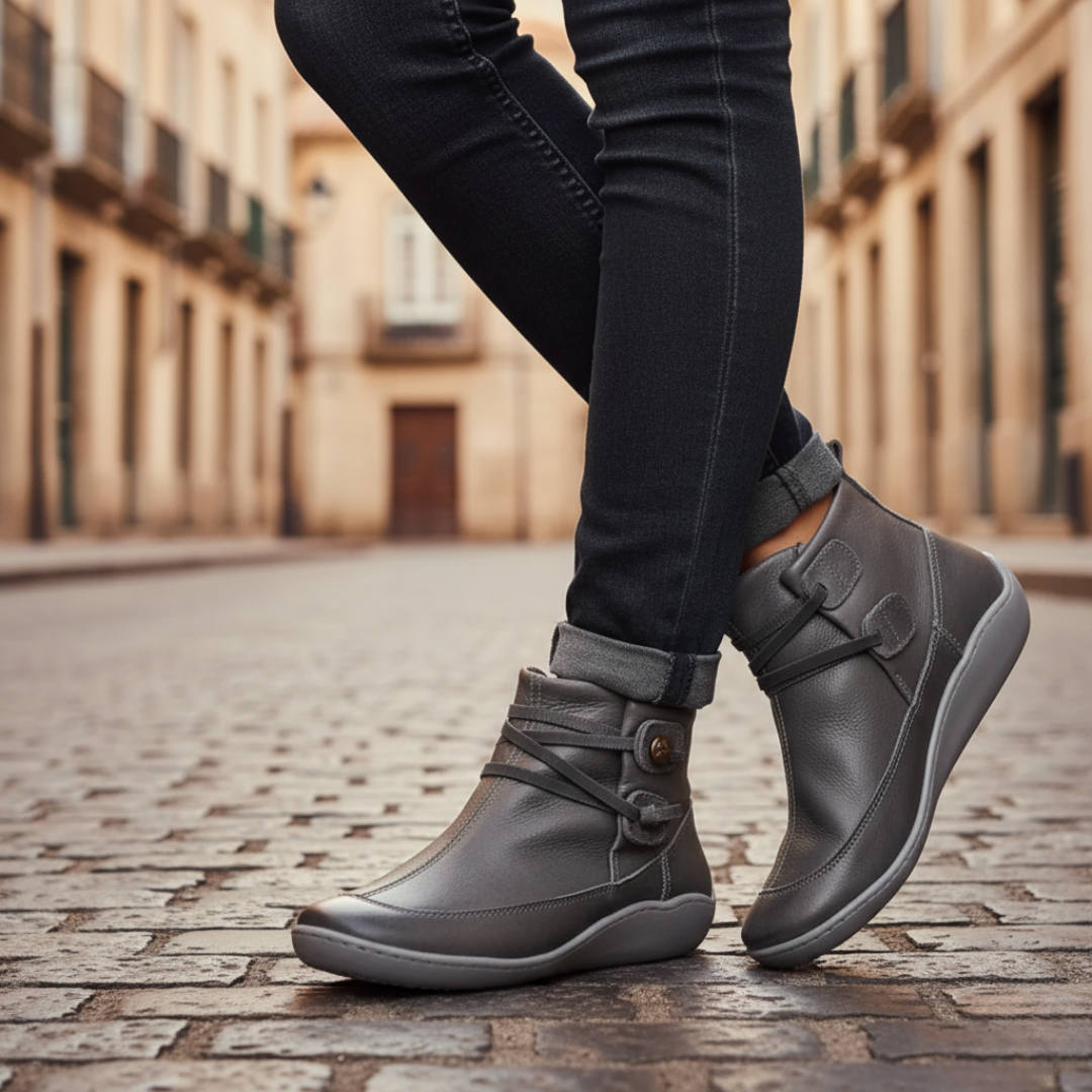 Women's eco-leather shoes with strap closure, contrasting colored sole, modern silhouette for casual style