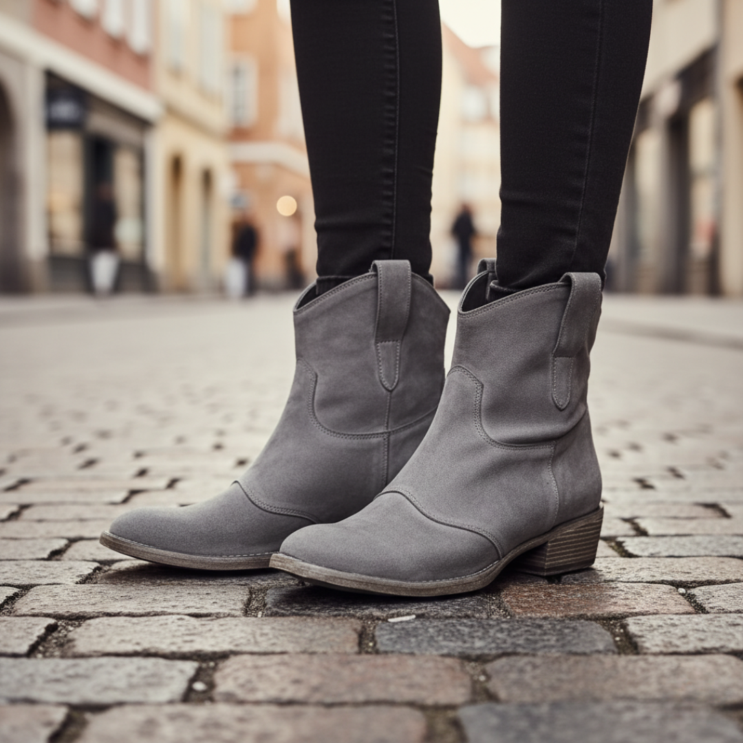 Women's faux leather Chelsea boots in black slip-on style with elastic side panels for all-day comfort
