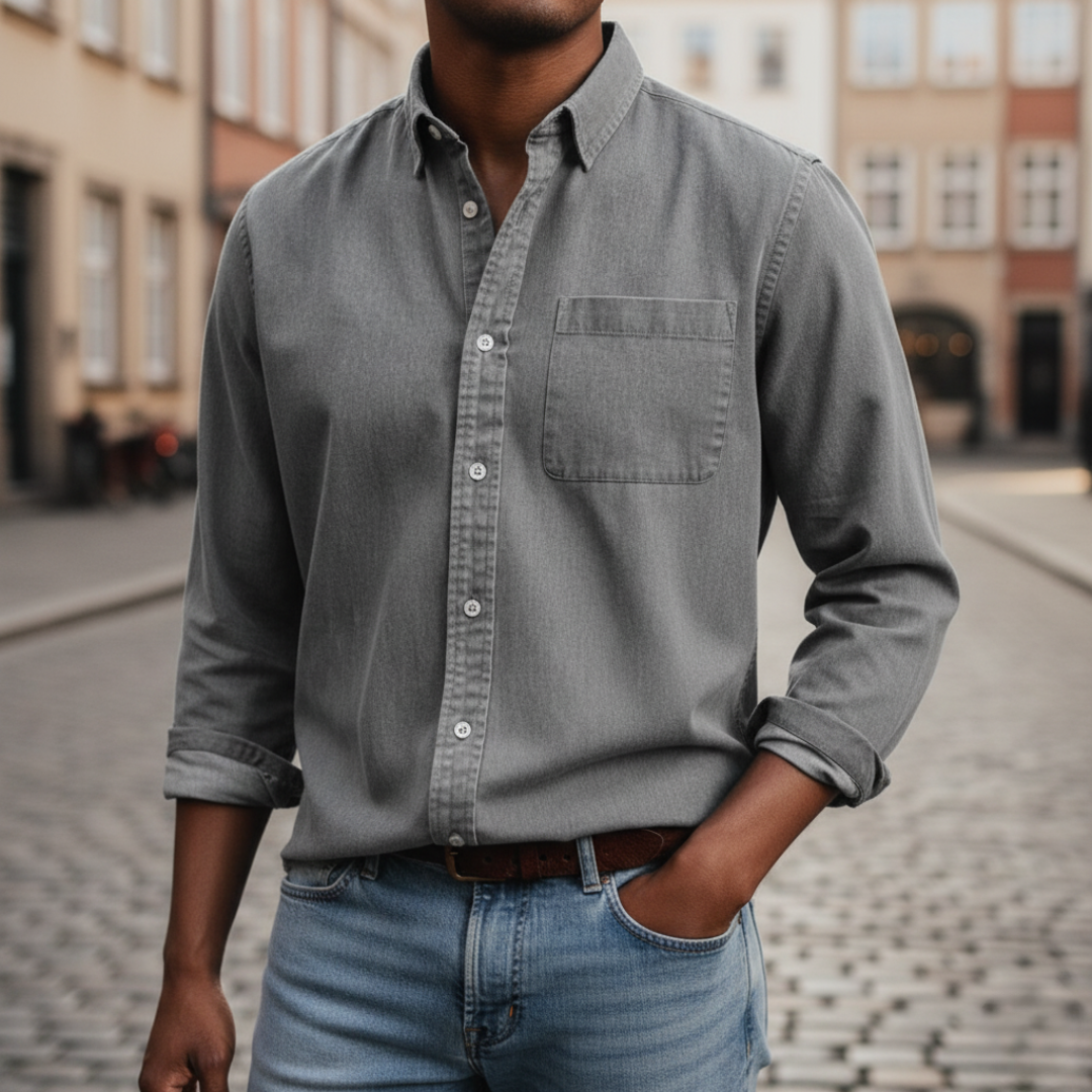 Men's button-down pocket shirt in versatile colors, classic fit for business casual and everyday wear