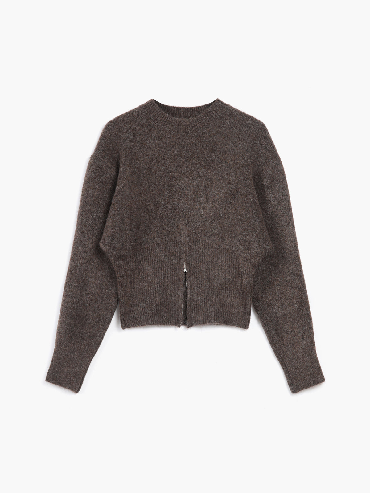 Women's fuzzy half-zip knit sweater in cozy regular fit with high-stretch polyamide fabric
