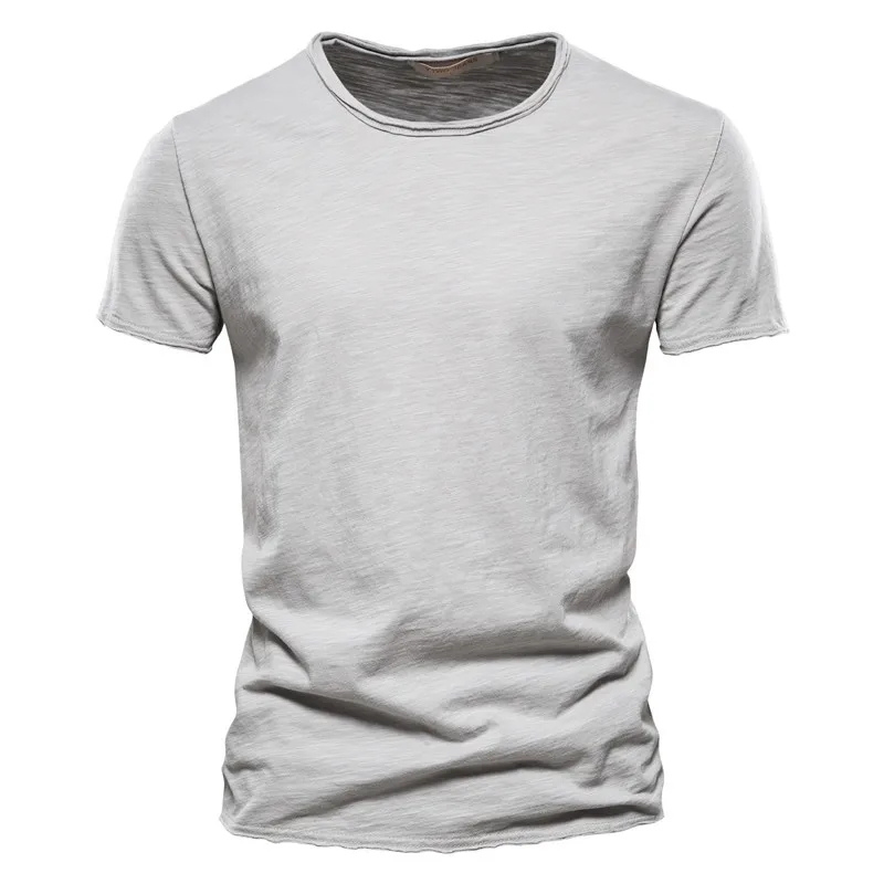 Men's slim fit crew neck white cotton blend t-shirt with short sleeves and breathable everyday design
