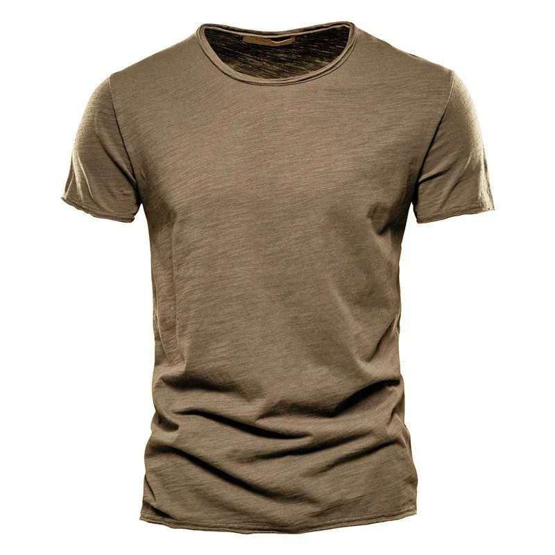 Men's slim fit crew neck white cotton blend t-shirt with short sleeves and breathable everyday design