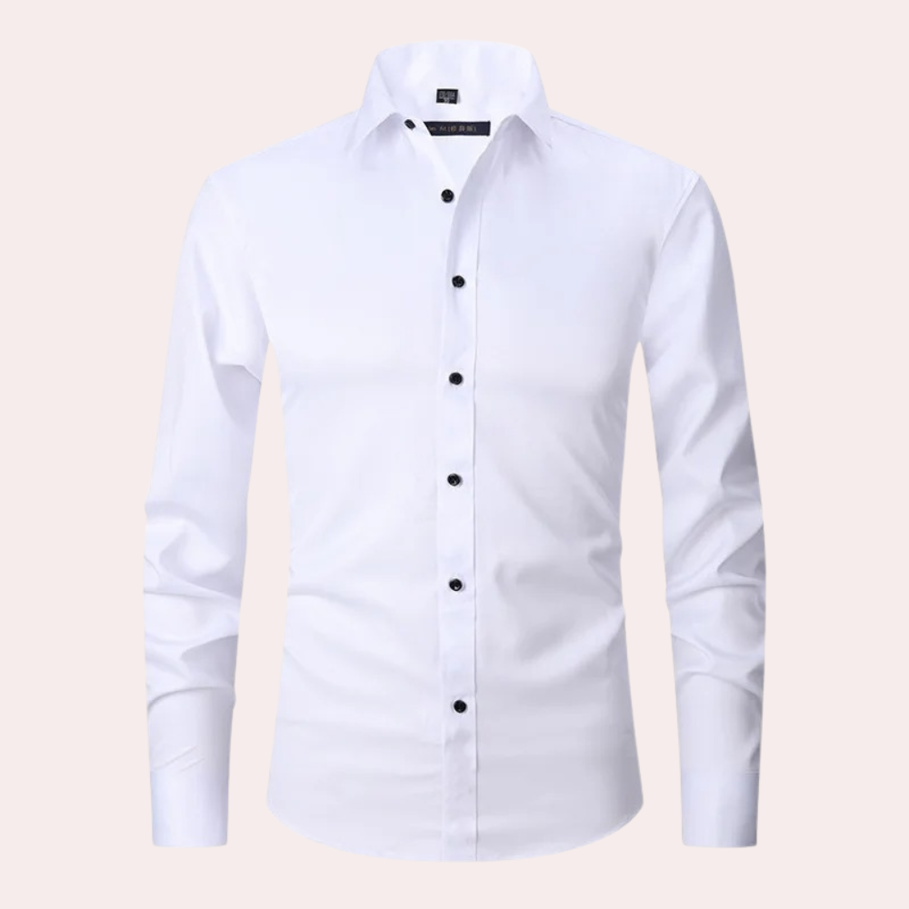 Men's stretch dress shirt slim fit wrinkle-resistant fabric for all-day professional comfort