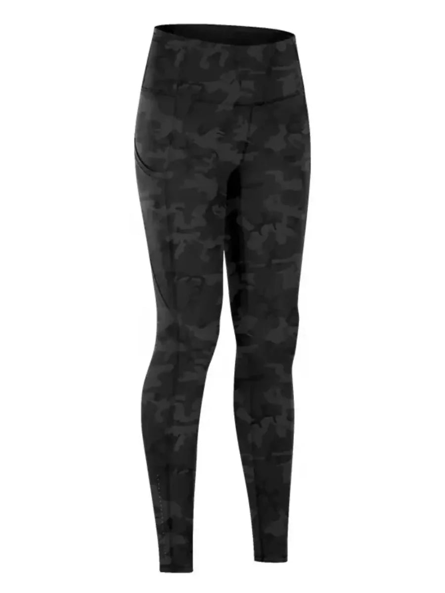Women's black high-waist stretch active leggings with opaque fabric and flattering high-rise fit
