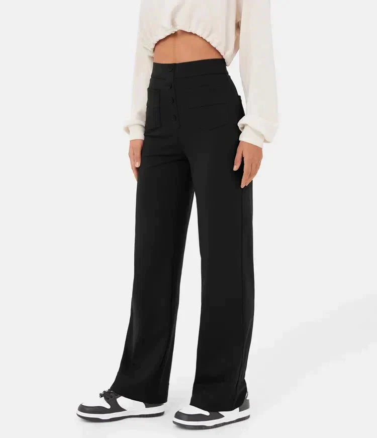 Elsa elastic fit pants in organic cotton blend, versatile casual style with all-day comfort