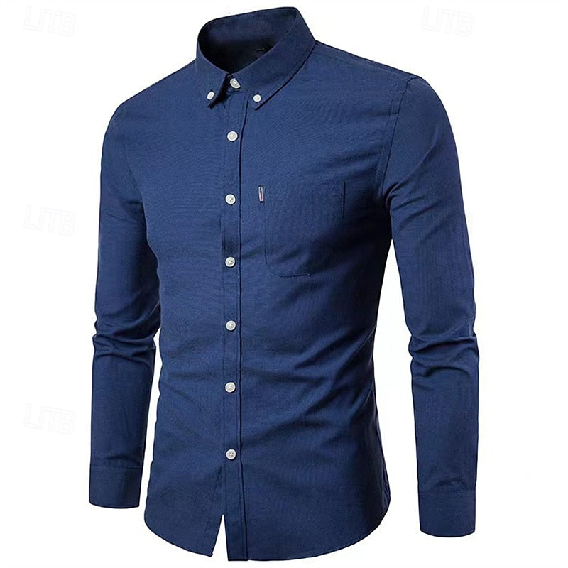 Men's casual relaxed-fit button-down shirt with chest pocket for effortless everyday styling