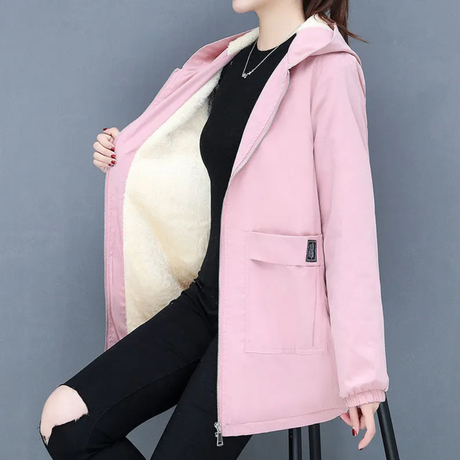 Women's casual hooded jacket comfortable everyday fit with functional wind-resistant hood durable fabric