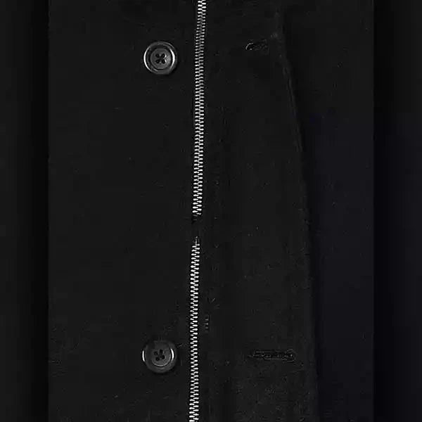 Men's black wool coat high neck stand collar professional winter outerwear premium viscose lining