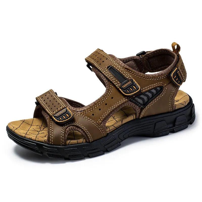 Beige unisex orthopedic Velcro sandals with arch support and cushioned sole for pain relief