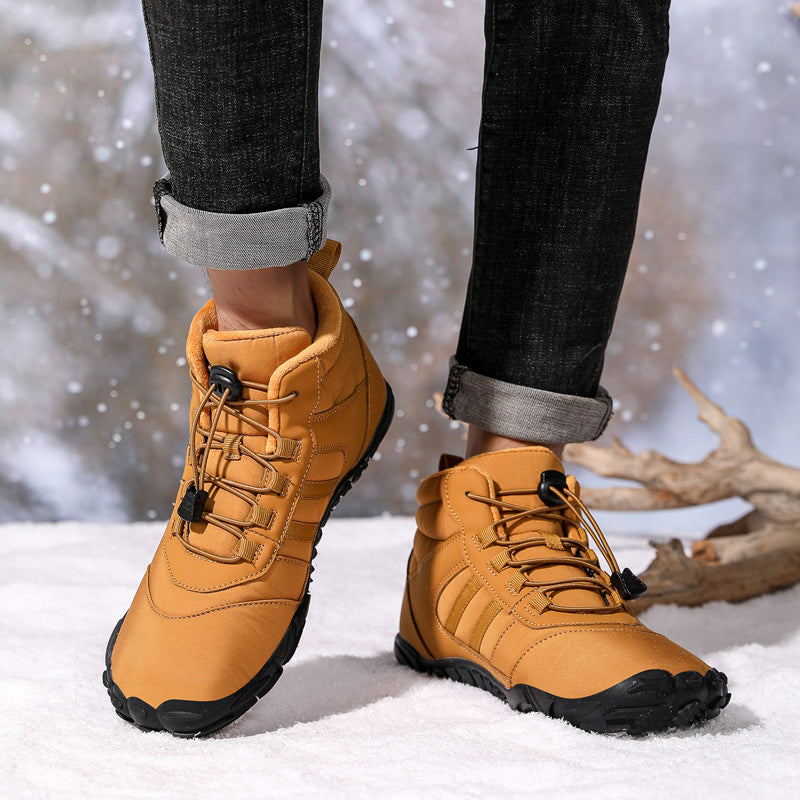 Waterproof unisex winter boots wide toe orthopedic arch support fleece-lined all-weather outdoor footwear