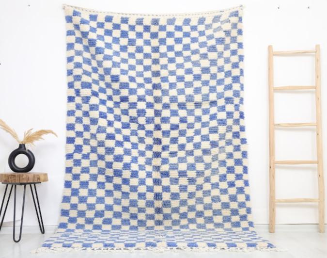 Safae Moroccan Checkered Rug 4'9" x 7'8" - Urbann-Vibe