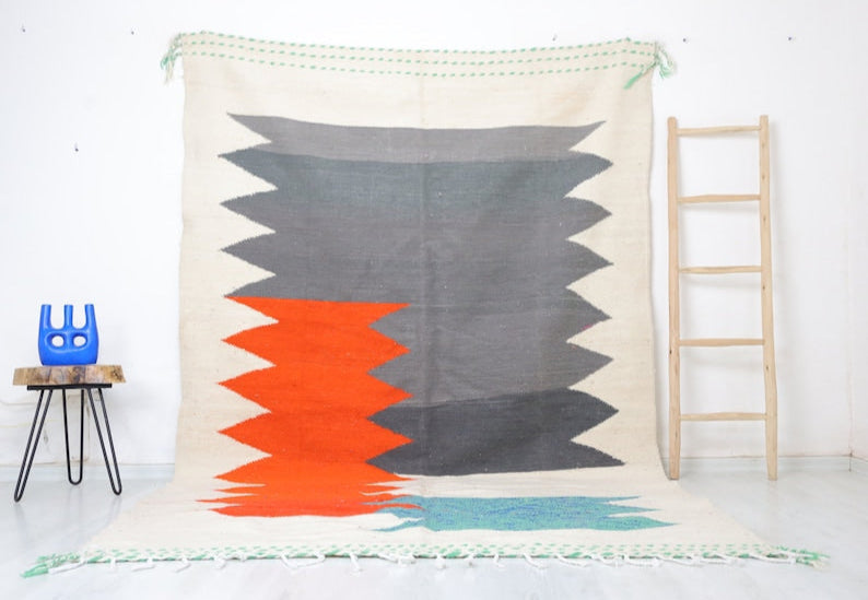 Izza Moroccan Kilim Rug 6'4" x 10'0" - Urbann-Vibe