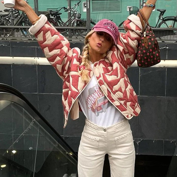 Women's loose fit lightweight printed summer jacket soft breathable fabric casual layering essential