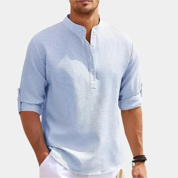 Unisex long sleeve t-shirt with collar detail, soft everyday essential for casual layering