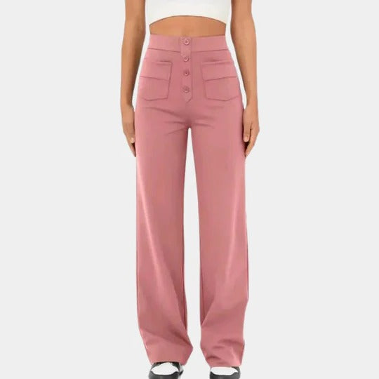 Women's high waisted straight-leg trousers structured fit full length polished silhouette