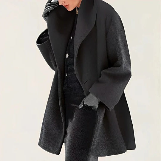 Women's belted winter wrap coat A-line silhouette full lining slanted pockets warm everyday jacket