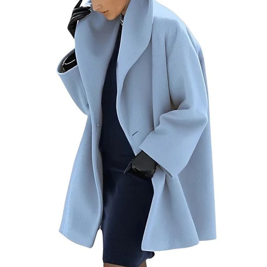 Women's belted winter wrap coat A-line silhouette full lining slanted pockets warm everyday jacket