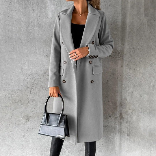 Women's full-length insulated winter coat straight-cut silhouette for cold weather daily wear