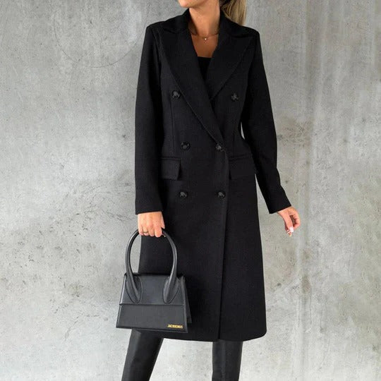 Women's full-length straight-cut insulated winter coat for cold weather daily warmth and coverage