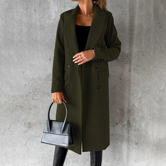 Women's full-length straight-cut insulated winter coat for cold weather daily wear with full-body coverage