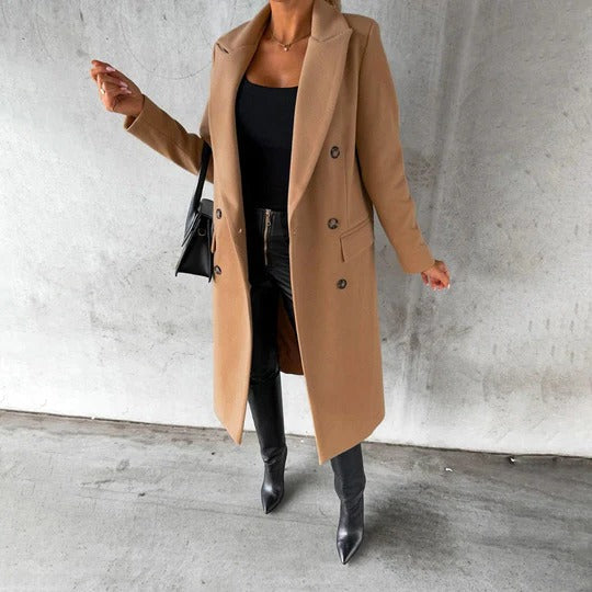 Women's full-length insulated winter coat straight-cut design for cold weather daily warmth