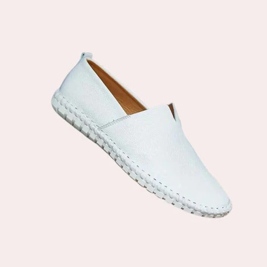 Men's slip-on loafers neutral tone minimalist silhouette non-slip outsole indoor outdoor casual wear