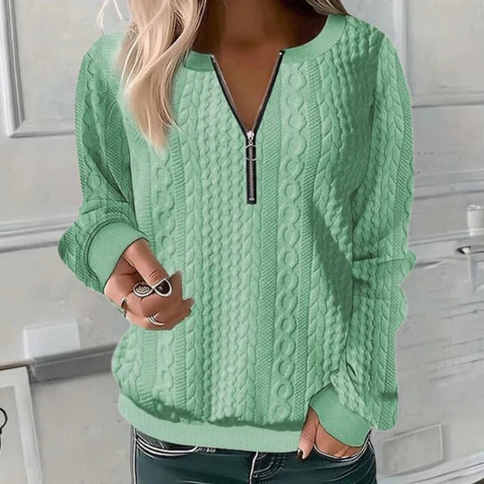 Women's textured knit sweater cozy loose fit pullover layerable relaxed silhouette everyday top