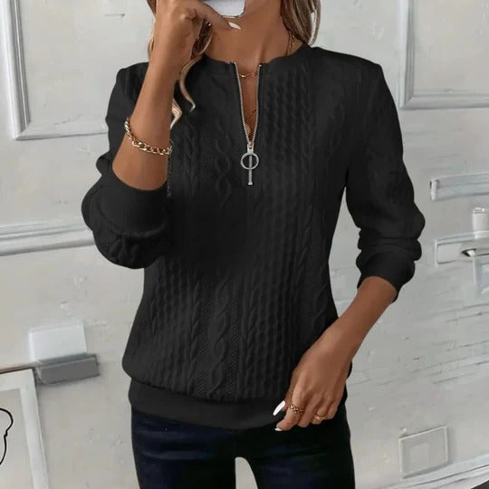 Women's textured knit sweater loose relaxed fit cozy pullover layerable everyday casual top