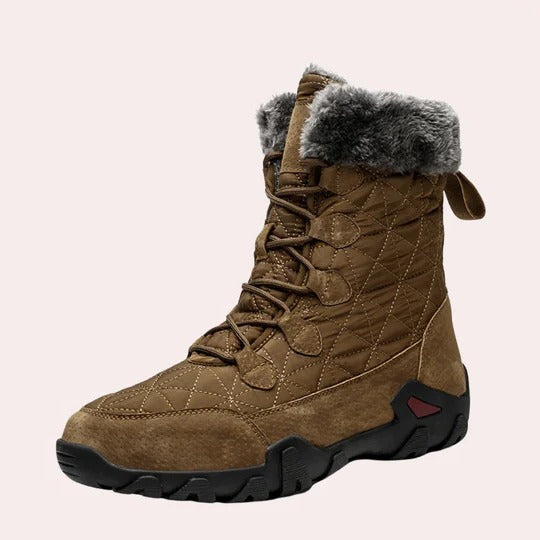 Men's tall winter boots quilted upper faux fur collar lining cold weather insulated daily wear