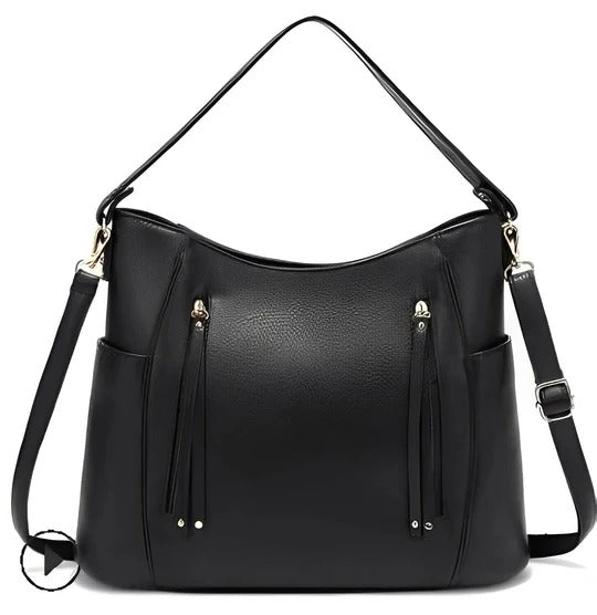 Women's vintage leather crossbody bag with magnetic flap closure and adjustable strap in classic style