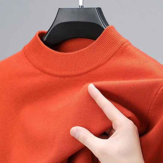 Men's premium cashmere pullover sweater structured straight-hem silhouette for smart-casual everyday wear