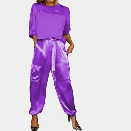 Women's cozy two-piece sweater and pants set long sleeve coordinated casual lounge outfit