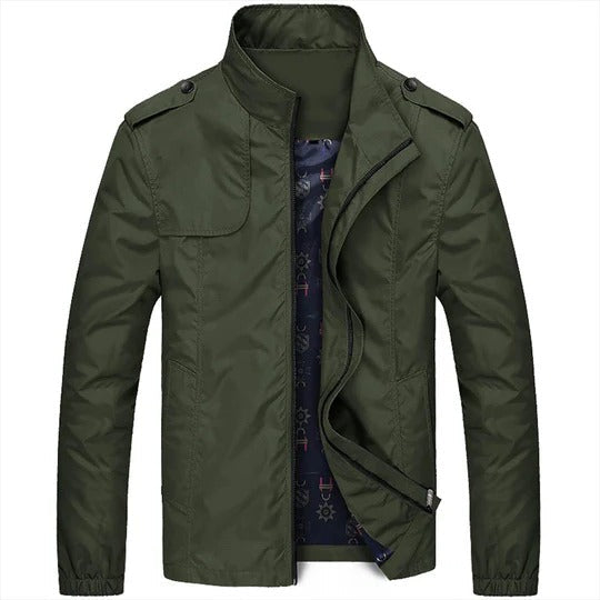 Men's lightweight summer jacket stand-up collar full-zip casual semi-formal slim fit versatile layer