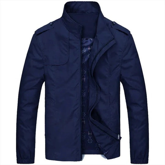 Men's lightweight summer jacket stand-up collar full-zip casual semi-formal slim fit versatile layer