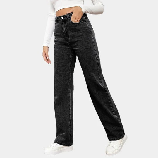 Women's high-waisted baggy jeans slim fit denim with defined silhouette and all-day comfort