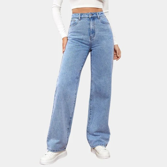 Women's high-waisted baggy jeans slim fit denim with defined silhouette and all-day comfort
