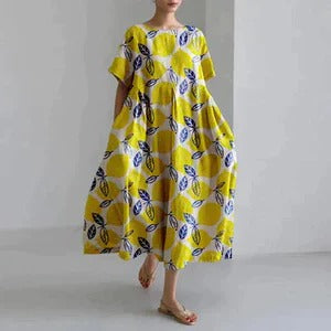 Women's relaxed floral print dress breezy silhouette bold all-over floral motif summer comfort