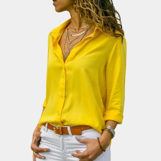 Women's lightweight shirt neutral versatile everyday casual dressy easy movement relaxed fit top