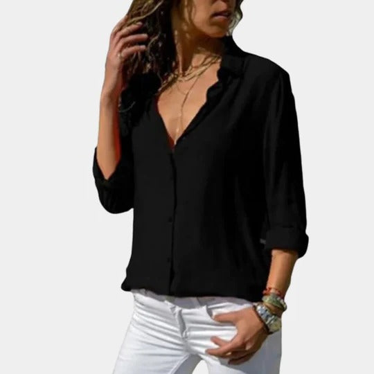 Women's lightweight shirt neutral versatile everyday casual dressy relaxed fit easy movement top