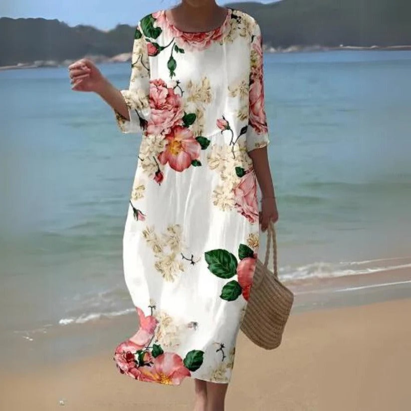 Flowy midi dress light breezy silhouette versatile year-round style for modern women effortless fit