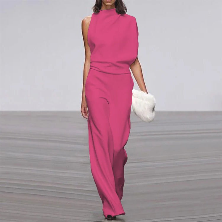 Women's sleeveless formal jumpsuit tailored wide-leg silhouette for elegant weddings and events