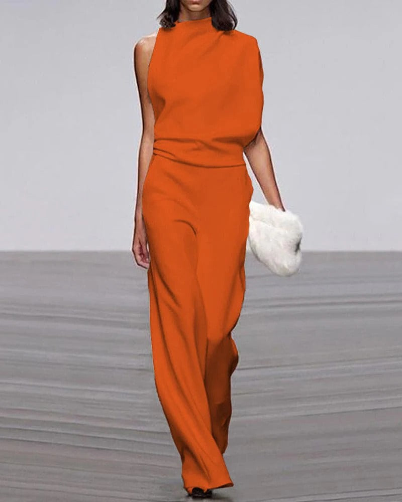 Women's sleeveless formal jumpsuit wide-leg tailored silhouette elegant one-piece for weddings