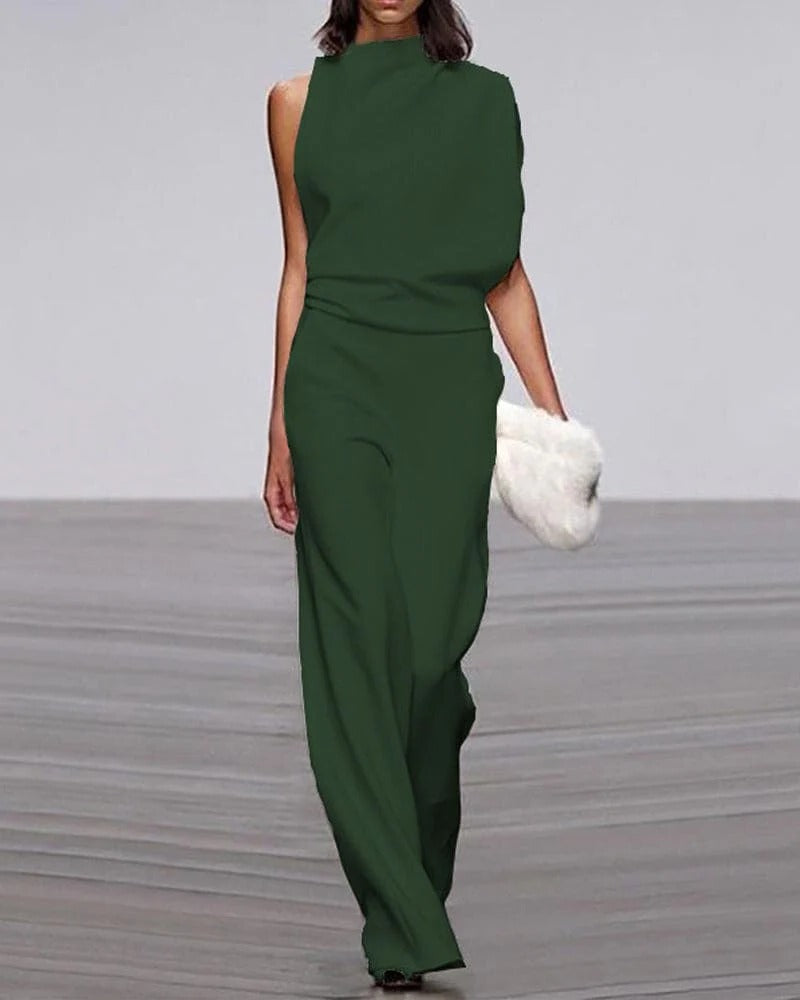 Women's sleeveless formal jumpsuit wide-leg tailored silhouette elegant one-piece for weddings